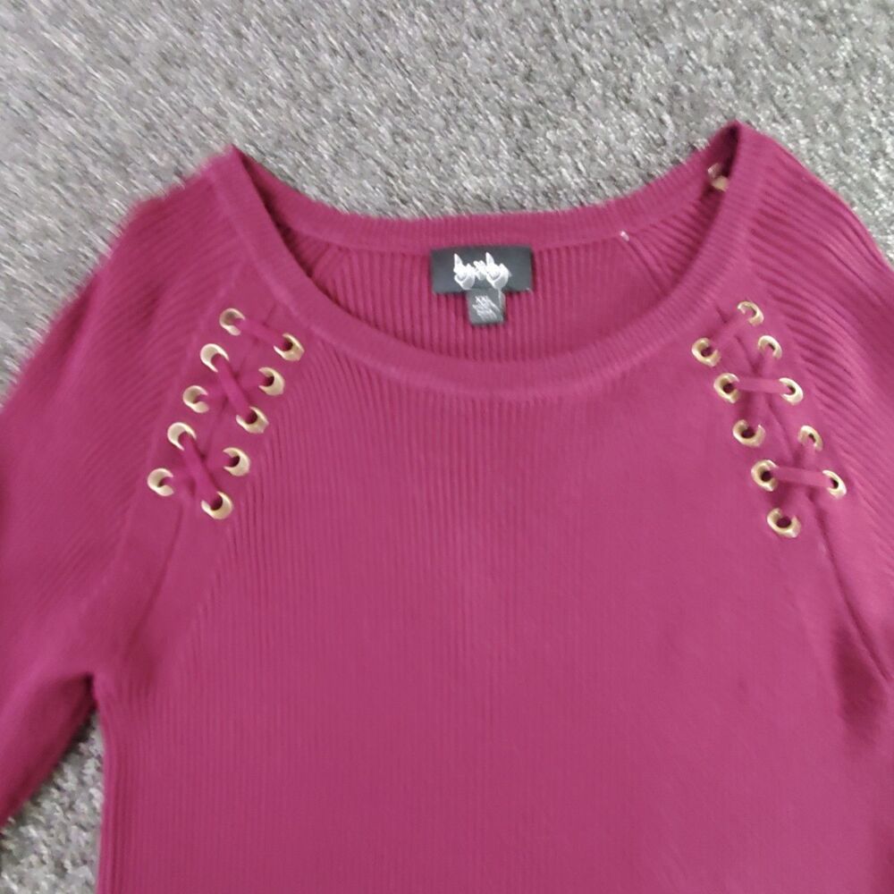 Bixby Pullover Sweater Women's XXL Burgandy w/Laced Grommets Round Neck NWT